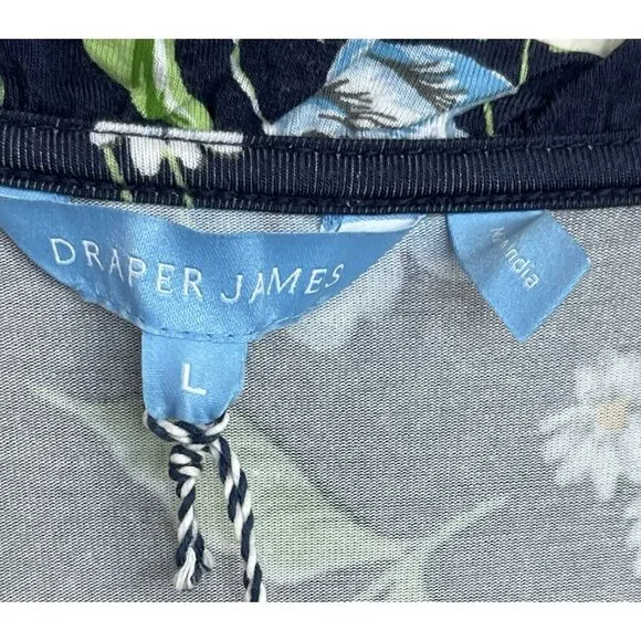 Draper James Dress Womens Size Large Blue Floral Garden Stretch Ruffle - Picture 6 of 9